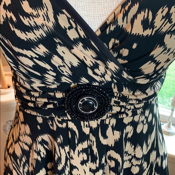 En Focus Dress Size 12 Petite Blk/Tan Hi-Low - Picture 2 of 7